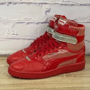 Puma Sky II Hi Future Red Silver High Top Sneakers Women's Size 8 Retro Shoes